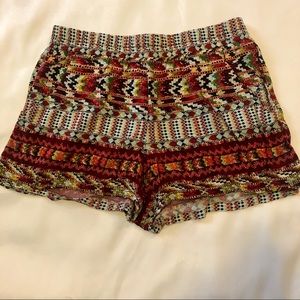 BeBop patterned BOHO shorts with pockets